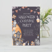 Spooky Halloween Costume Party Einladung (Stehend Vorderseite)