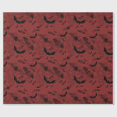 Spooky Halloween Creepy Bats Red Black Geschenkpapier (Flach)