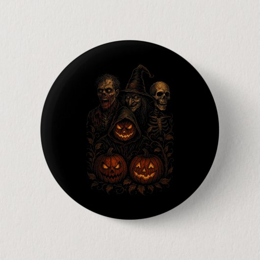 Spooky Halloween Creepy Pumpkin Beängstigend Hexe Button (Vorderseite)