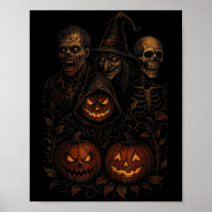 Spooky Halloween Creepy Pumpkin Beängstigend Hexe Poster