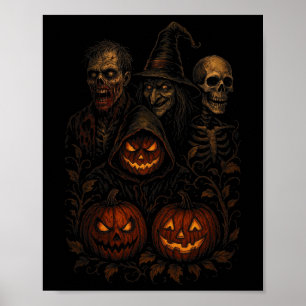 Spooky Halloween Creepy Pumpkin Beängstigend Hexe Poster