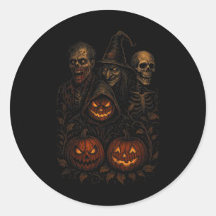 Spooky Halloween Creepy Pumpkin Beängstigend Hexe Runder Aufkleber
