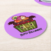 Spooky Halloween Cupcake Runder Pappuntersetzer (Angewinkelt)