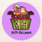 Spooky Halloween Cupcake Runder Pappuntersetzer (Vorderseite)