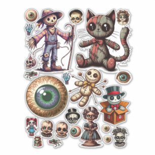 Spooky Halloween Dark Horror ARt Collage Blatt Aufkleber