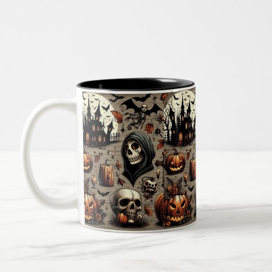 Spooky Halloween Designs - Perfekt für alle Ihre H Zweifarbige Tasse (Links)