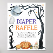 Spooky Halloween Diaper Raffle Sign Wasserfarbe Poster (Vorne)