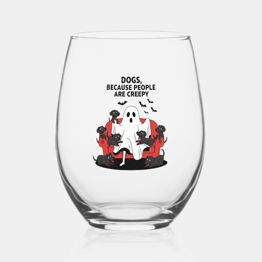 Spooky Halloween Dog Spooky Ghost 23 Weinglas Ohne Stiel (Vorderseite)