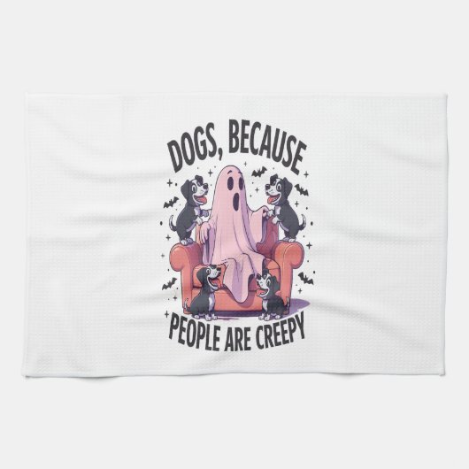 Spooky Halloween Dog Spooky Ghost (2) Geschirrtuch (Horizontal)