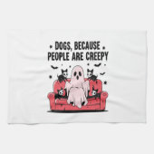 Spooky Halloween Dog Spooky Ghost Png 2 Geschirrtuch (Horizontal)