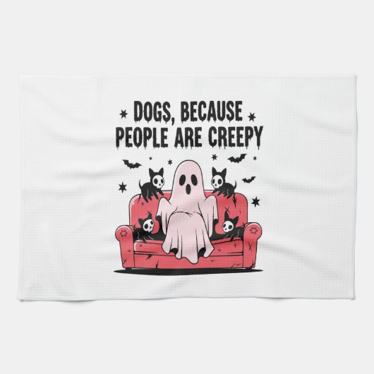 Spooky Halloween Dog Spooky Ghost Png 2 Geschirrtuch (Horizontal)