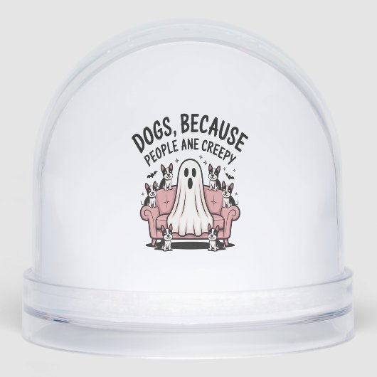 Spooky Halloween Dog Spooky Ghost Schneekugeln (Vorderseite)