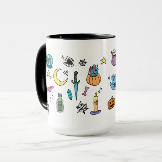 Spooky Halloween-Doodles-Tasse Tasse (Vorderseite Links)