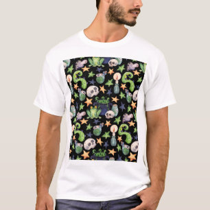Spooky Halloween: Dunkles, von Hand Gezeichnet Mus T-Shirt