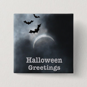 Spooky Halloween Eclipse Greetings Button