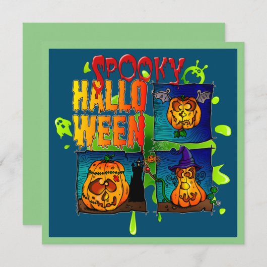 Spooky Halloween Einladung (Vorne/Hinten)