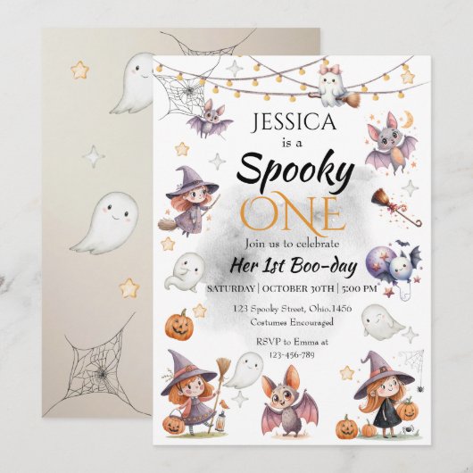 Spooky Halloween Einladung (Vorne/Hinten)