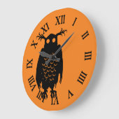 Spooky Halloween-Eule Große Wanduhr (Winkel)
