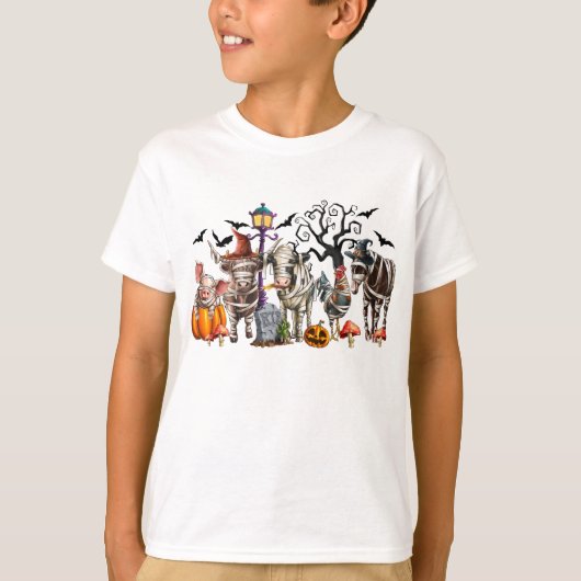 Spooky Halloween Farm Animals T-Shirt (Vorderseite)