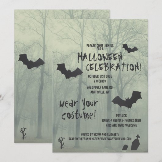Spooky Halloween-Feier Einladung (Vorne/Hinten)
