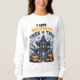 Spooky Halloween-Feier in einem Spuk Haus Sweatshirt