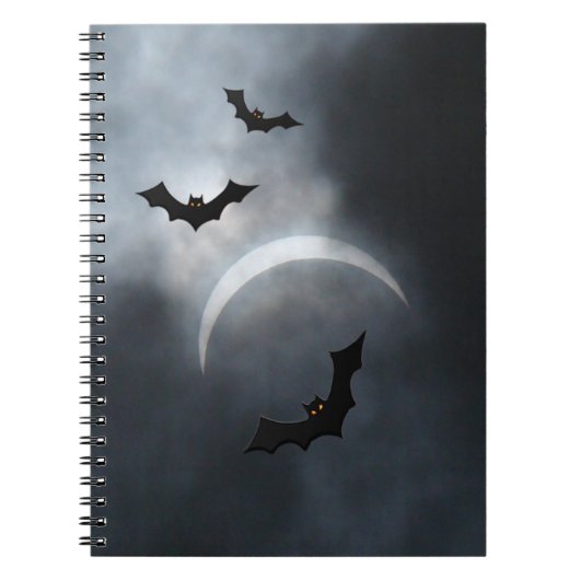 Spooky Halloween-Fledermäuse in Eclipse Notizblock (Vorderseite)