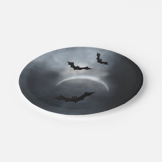 Spooky Halloween-Fledermäuse in Eclipse Pappteller (Schrägansicht)