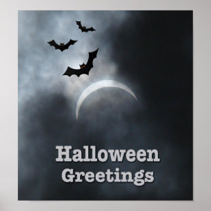 Spooky Halloween-Fledermäuse in Eclipse Poster