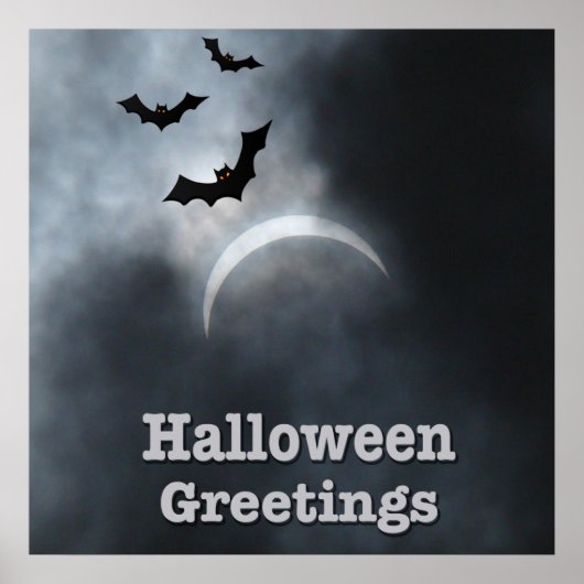 Spooky Halloween-Fledermäuse in Eclipse Poster (Vorne)