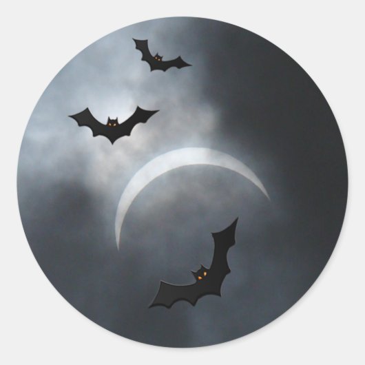Spooky Halloween-Fledermäuse in Eclipse Runder Aufkleber (Vorderseite)