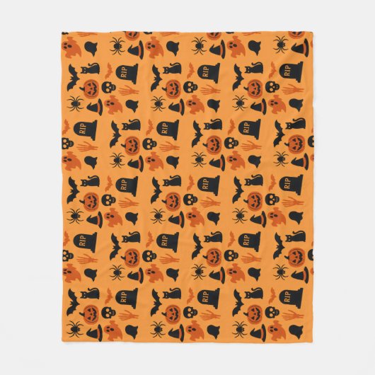 Spooky Halloween Fleece Blanket - Schwarz & Orange (Vorderseite)