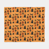 Spooky Halloween Fleece Blanket - Schwarz & Orange (Vorderseite (Horizontal))