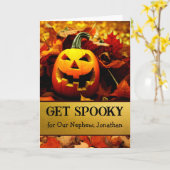 Spooky Halloween für Nephew mit Toothy Pumpkin Karte (Gelbe Blume)