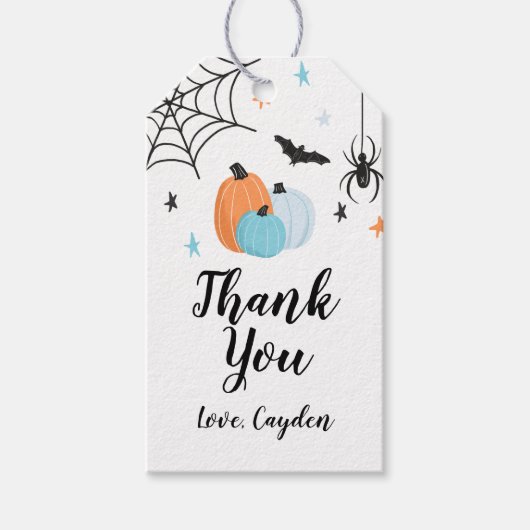 Spooky Halloween Geburtstag Blue Pumpkins Geschenk Geschenkanhänger (Vorderseite)