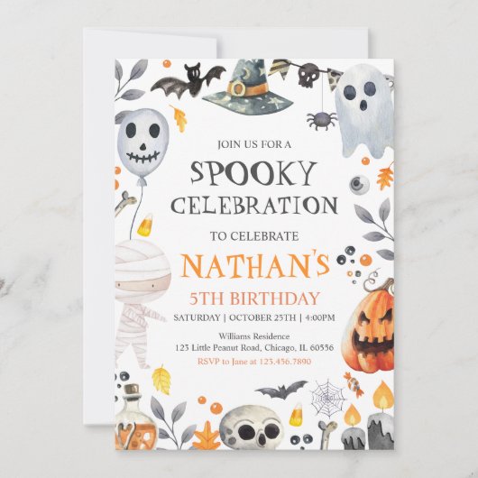 Spooky Halloween Geburtstag Einladung (Vorderseite)