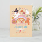 Spooky Halloween Geburtstag Kinder 70er Retro Vint Einladung (Stehend Vorderseite)