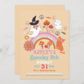 Spooky Halloween Geburtstag Kinder 70er Retro Vint Einladung (Vorne/Hinten)