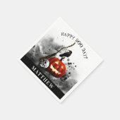 Spooky Halloween Geburtstagskürbis Skull Serviette (Ecke)