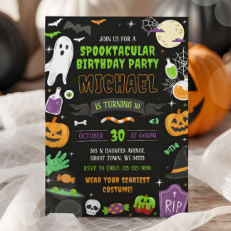 Spooky Halloween Geburtstagsparty Einladung Kinder