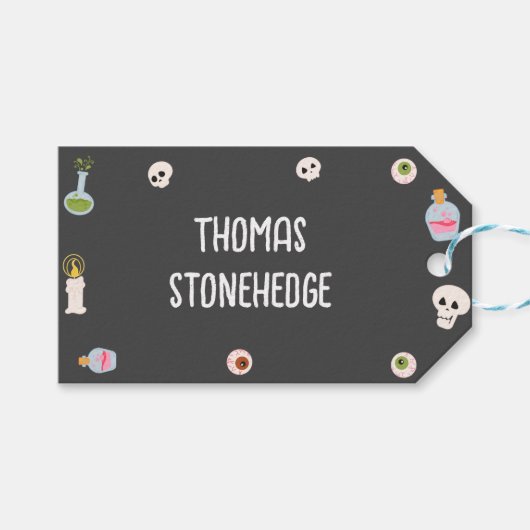 Spooky halloween Geburtstagsparty Geschenkanhänger (Vorderseite (Horizontal))