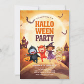 Spooky Halloween Geburtstagsparty Kinder Einladung (Vorderseite)