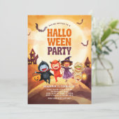 Spooky Halloween Geburtstagsparty Kinder Einladung (Stehend Vorderseite)