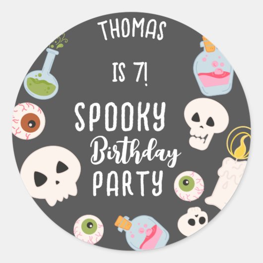 Spooky halloween Geburtstagsparty Runder Aufkleber (Vorderseite)