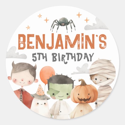 Spooky Halloween Geburtstagsparty Stickers (Vorderseite)