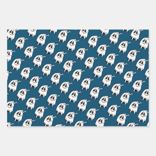 Spooky Halloween Geist in 3 Farben Geschenkpapier Set (Vorderseite 2)