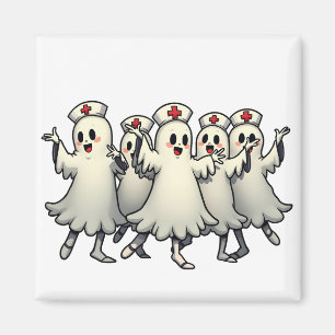 Spooky Halloween-Geister in den Anzügen der Kranke Magnet