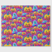 Spooky Halloween Geister und Kürbiswackelpapier Geschenkpapier (Flach)