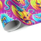 Spooky Halloween Geister und Kürbiswackelpapier Geschenkpapier (Rolleneckpunkt)