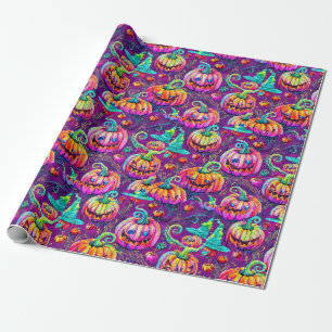 Spooky Halloween Geister und Kürbiswackelpapier Geschenkpapier