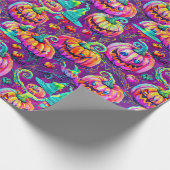 Spooky Halloween Geister und Kürbiswackelpapier Geschenkpapier (Ecke)